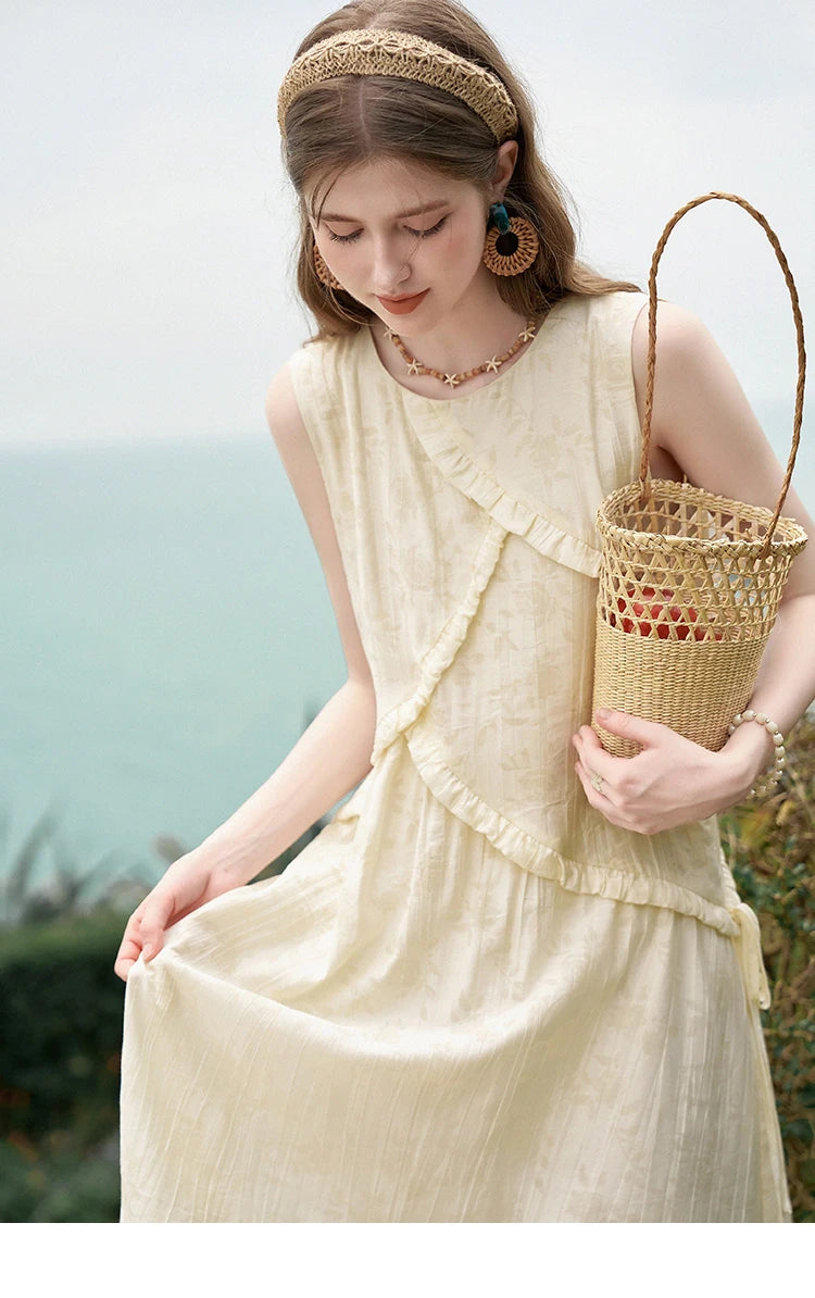 Mishow French Auricularia Edge Lace-Up Vest Dress MXD26L1821
