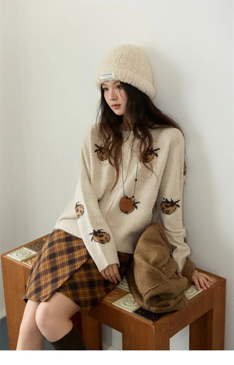 Mishow Funny Pineapple Jacquard Round Neck Cardigan MXE87Z2752