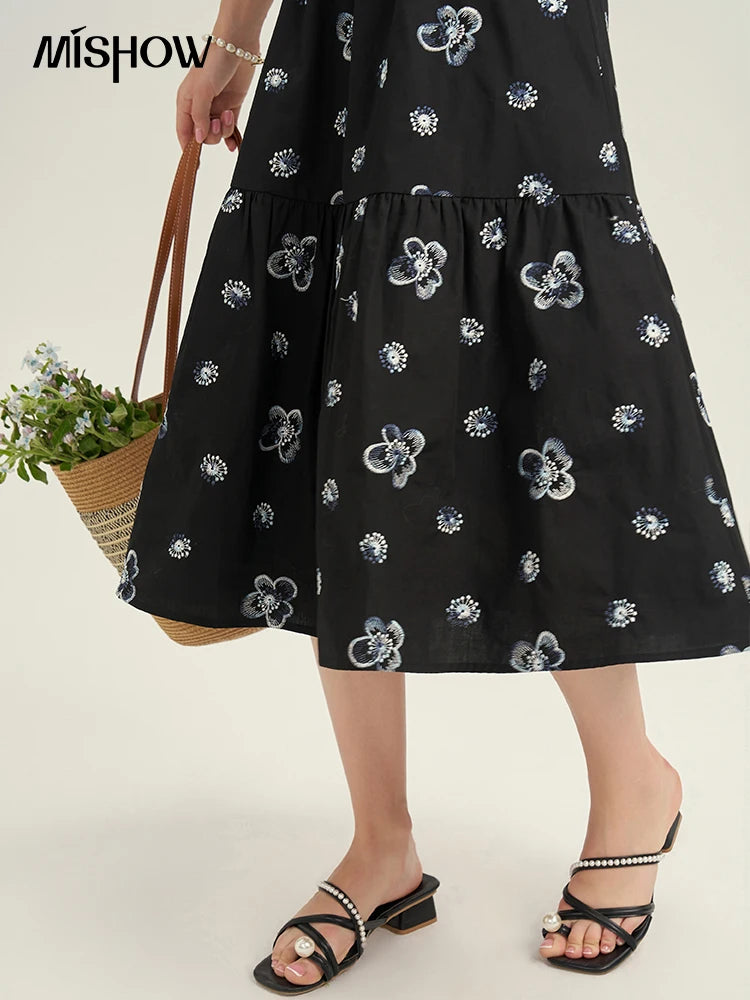 Mishow High Waist Floral Print A-Line Skirt MPD21B0398