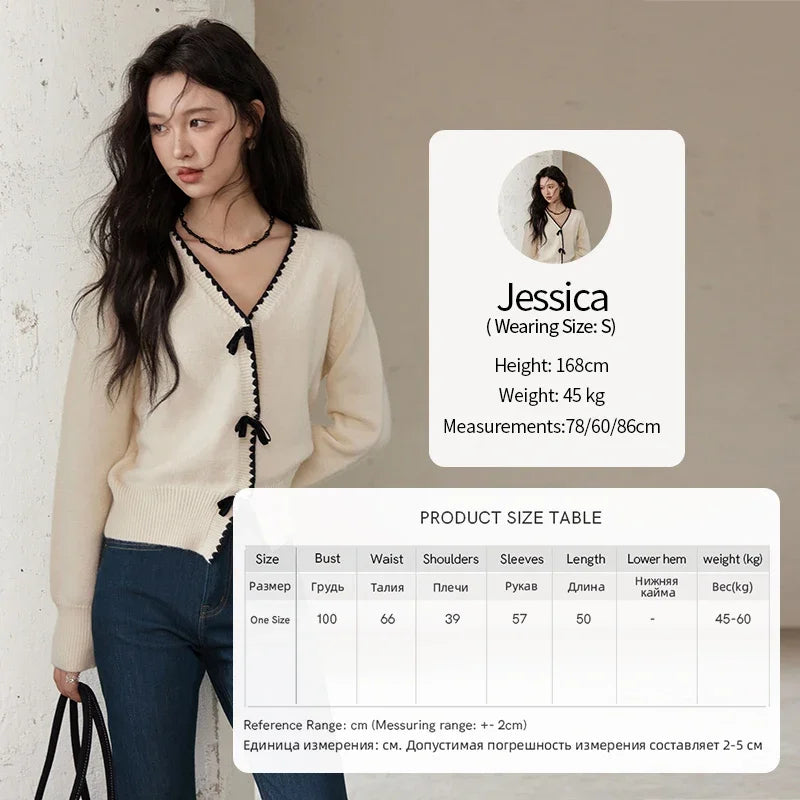 Mishow V-Neck Bow Detail French Cardigan MXD34Z0938