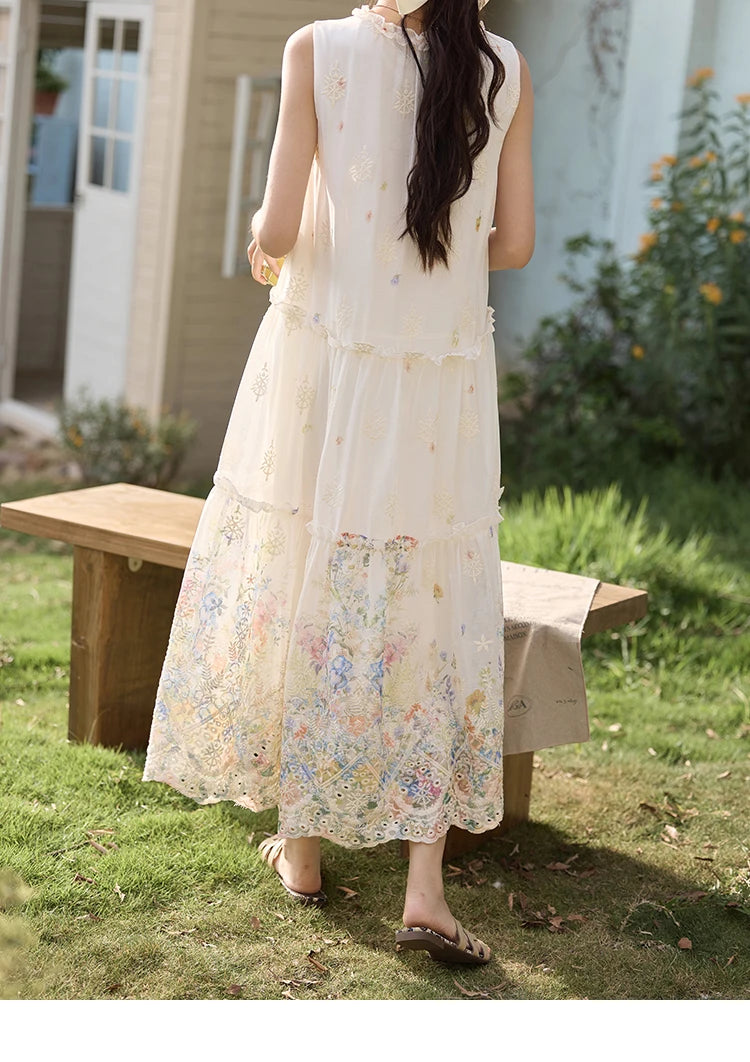 Mishow Mushroom Edge O-Neck Lace Up Tassel Dress MXE36L2253