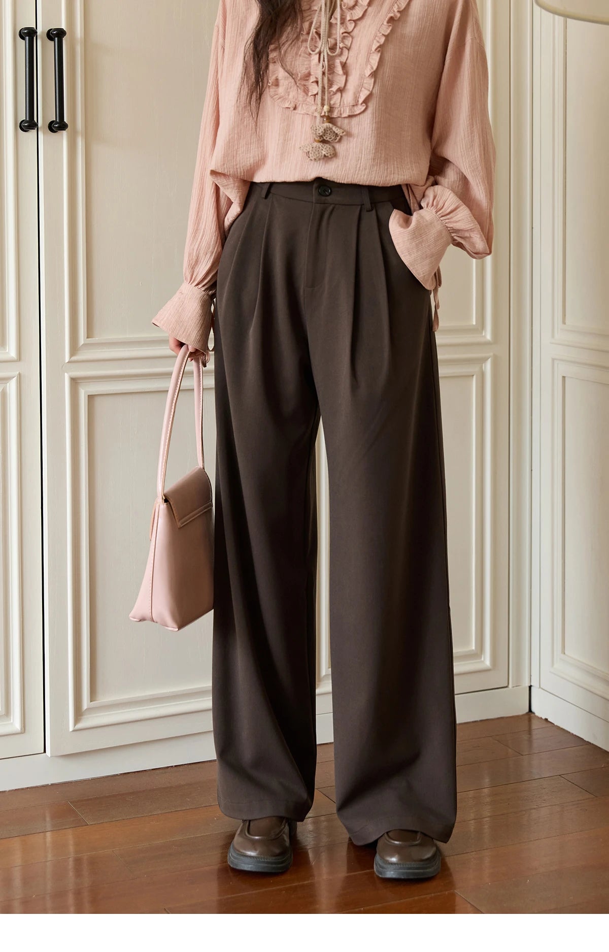 MISHOW Solid Wide-Leg Pants High-Waisted Loose Pockets MXE46K1090