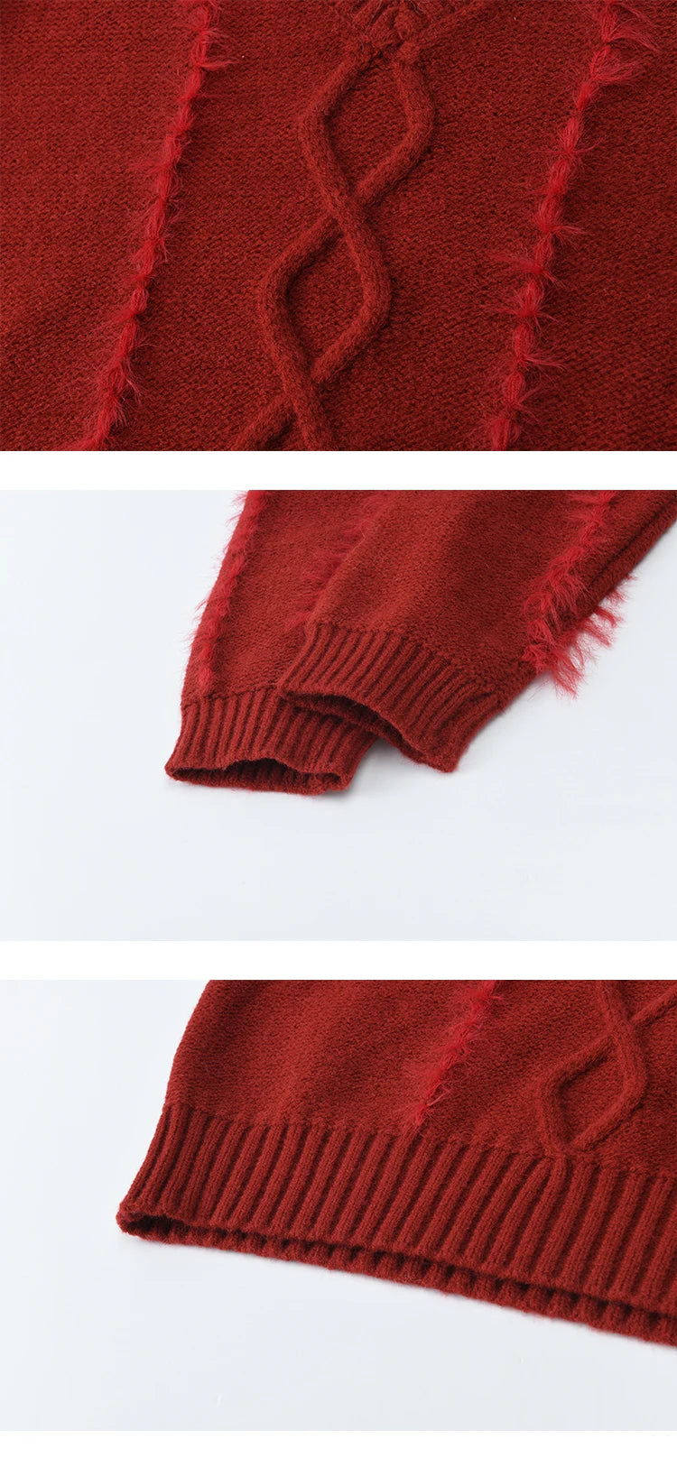 Mishow Burgundy Christmas Mink Fur Tassel Sweater MXE93Z2809