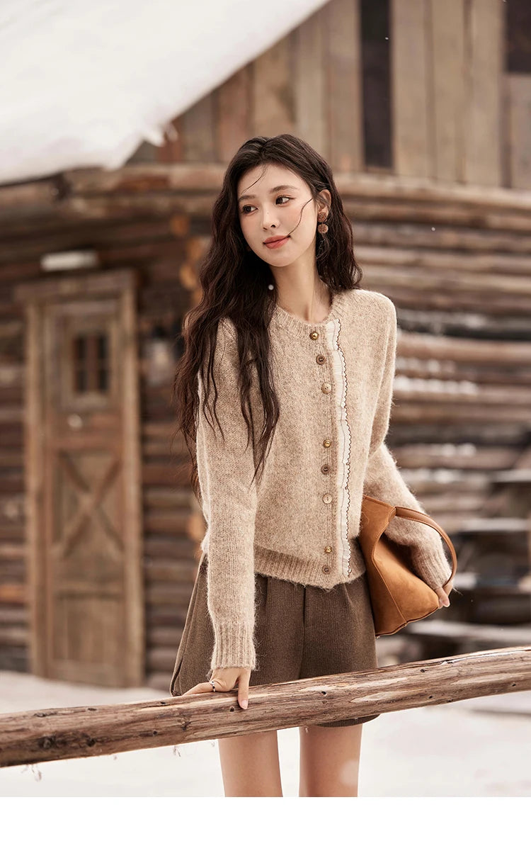 Mishow Spliced Lace Button Cardigan MXD58Z0998
