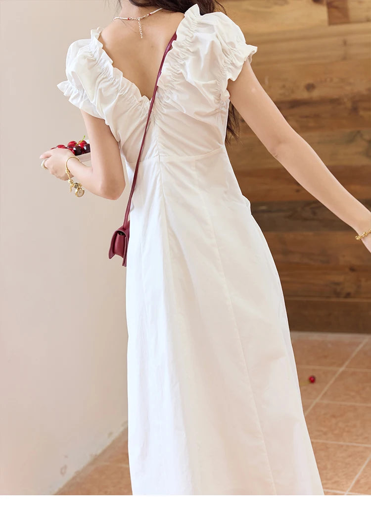 Mishow V-Neck Puff Sleeve Office Midi Dress MXD29L1934