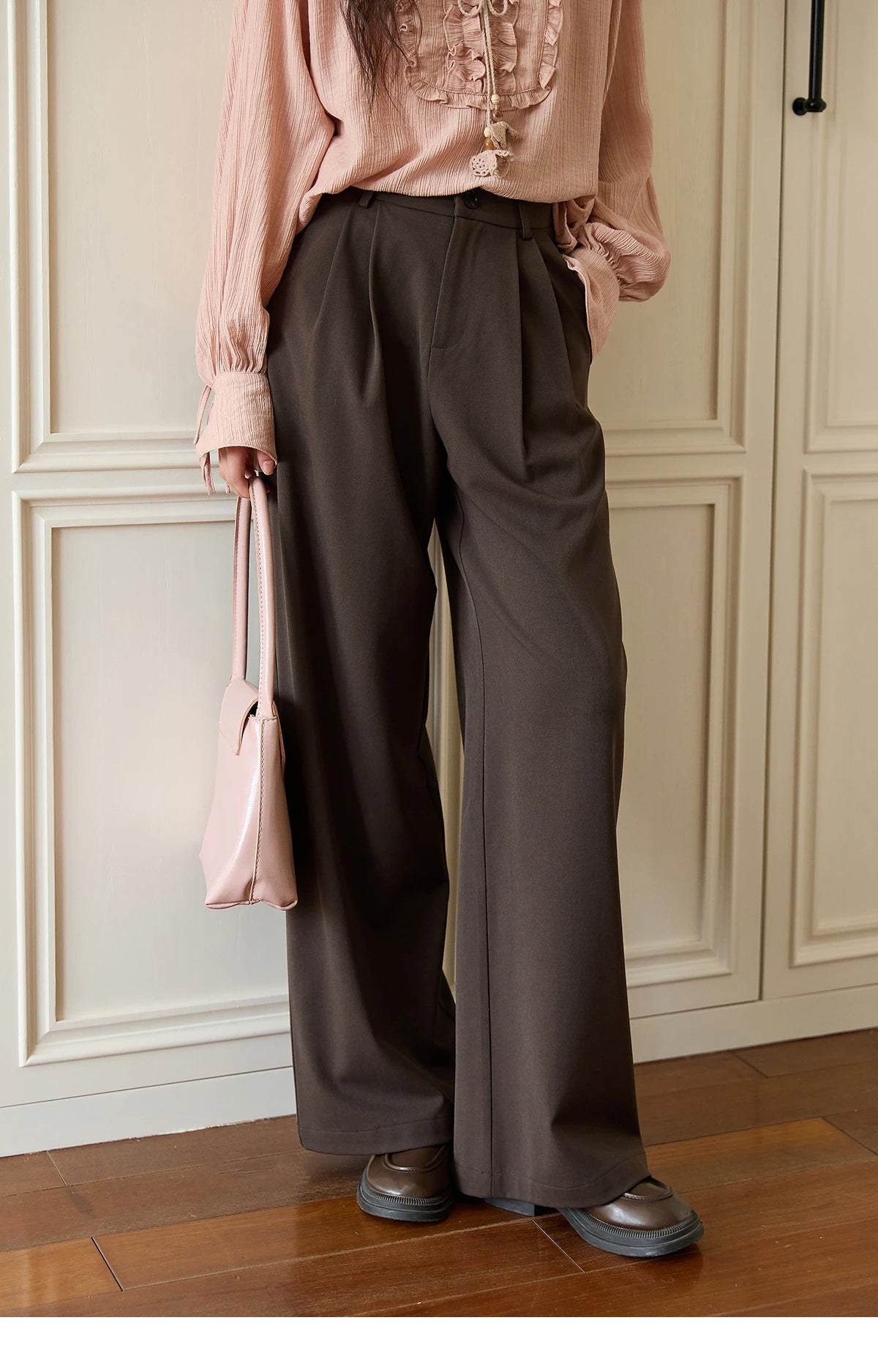 MISHOW Solid Wide-Leg Pants High-Waisted Loose Pockets MXE46K1090