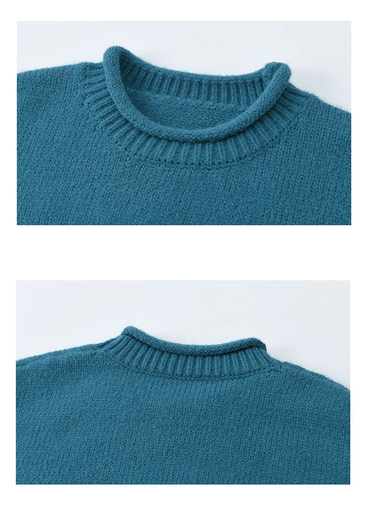 Mishow Peacock Blue Jacquard Loose Sweater MXE86Z2751