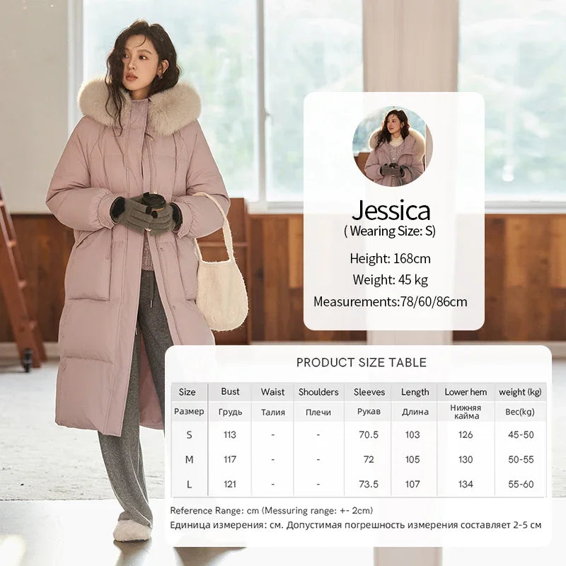 Mishow Long Hooded Fox Fur Collar Down Coat MXD56Y0054