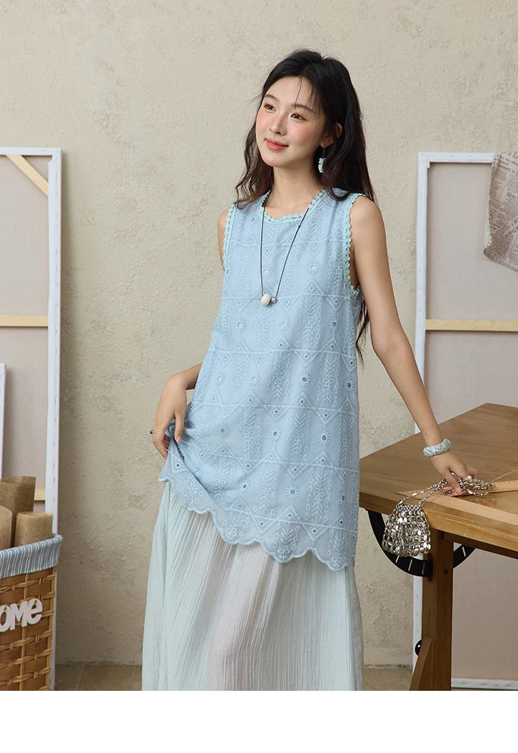 Mishow French Embroidery Fake Two-Piece Vest Dress MXE34L2311