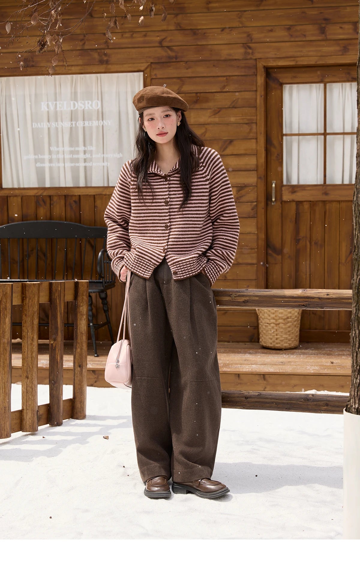 Mishow Striped Stand Collar Raglan Cardigan MXE88Z2690