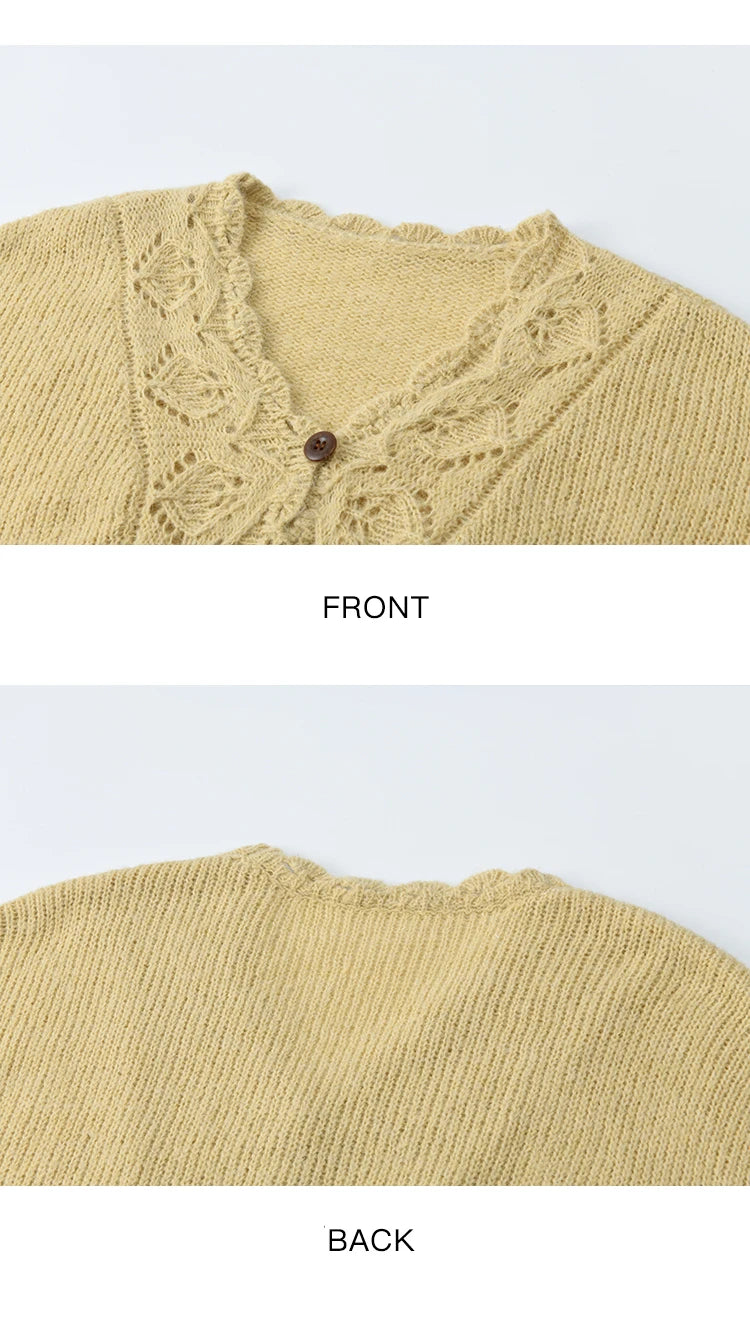 Mishow Hollow Knit V-Neck Flared Sleeve Cardigan MXE47Z2513