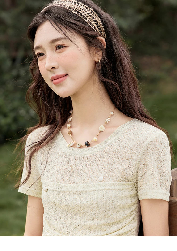 Mishow Solid Knit Fold Detail Office Tee MXE32Z1232