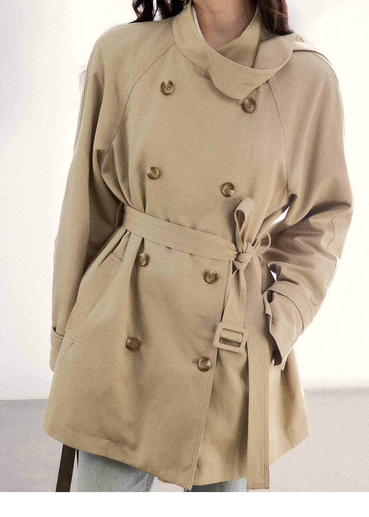 Mishow Double-Breasted Belted Mid-Length Trench MXF11W1031