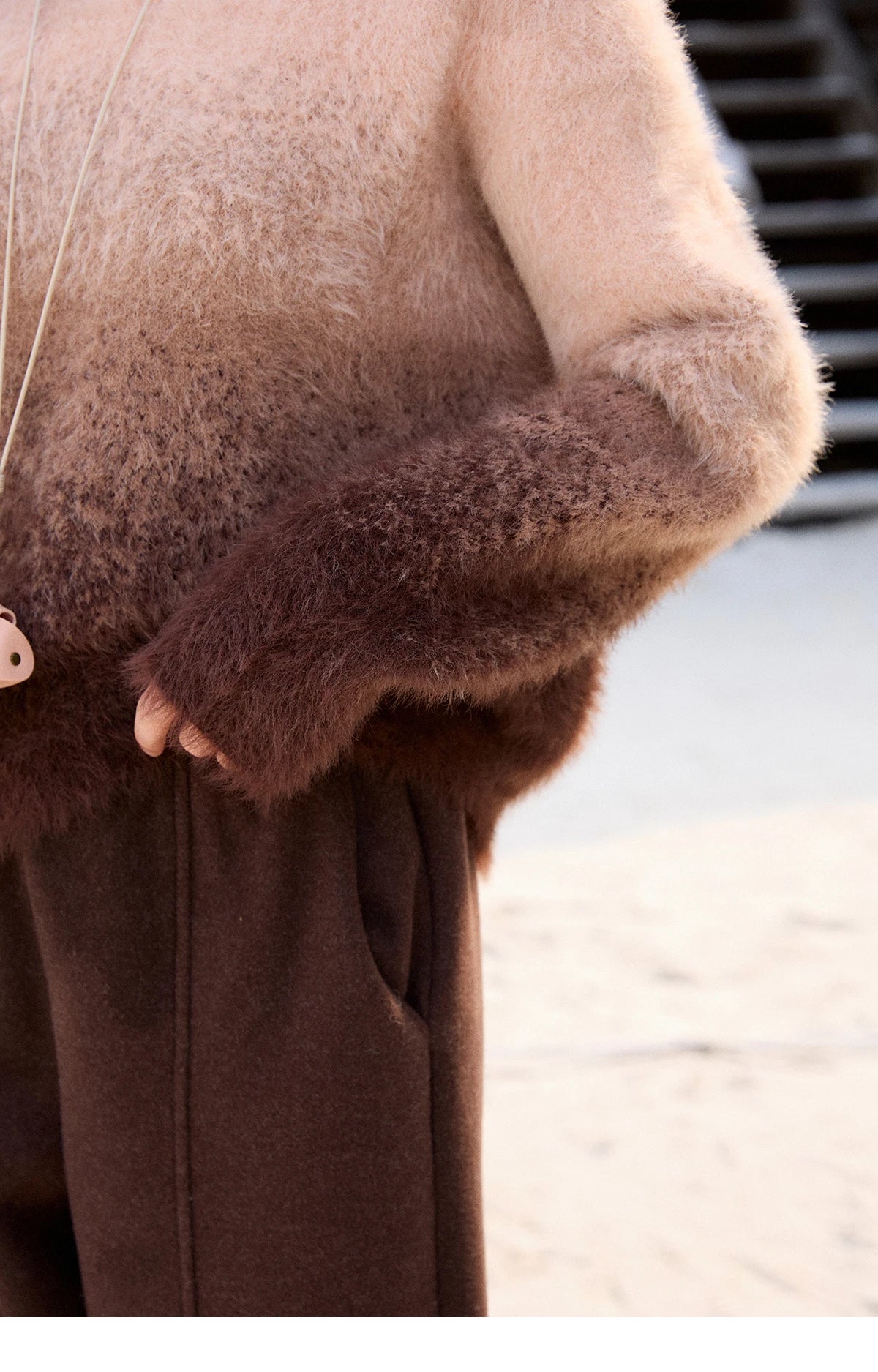 Mishow Gradient Faux Mink Plush Round Neck Sweater MXE92Z2850