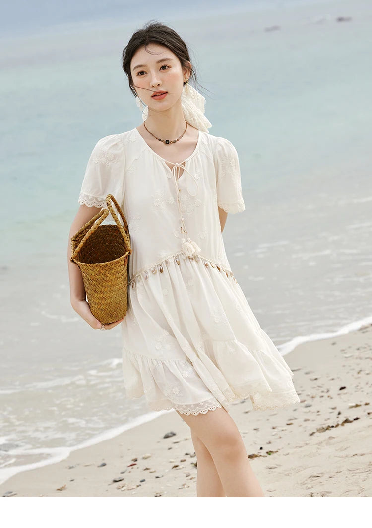 Mishow Bohemian V-Neck Shell Lace Midi Dress MXE33L2195