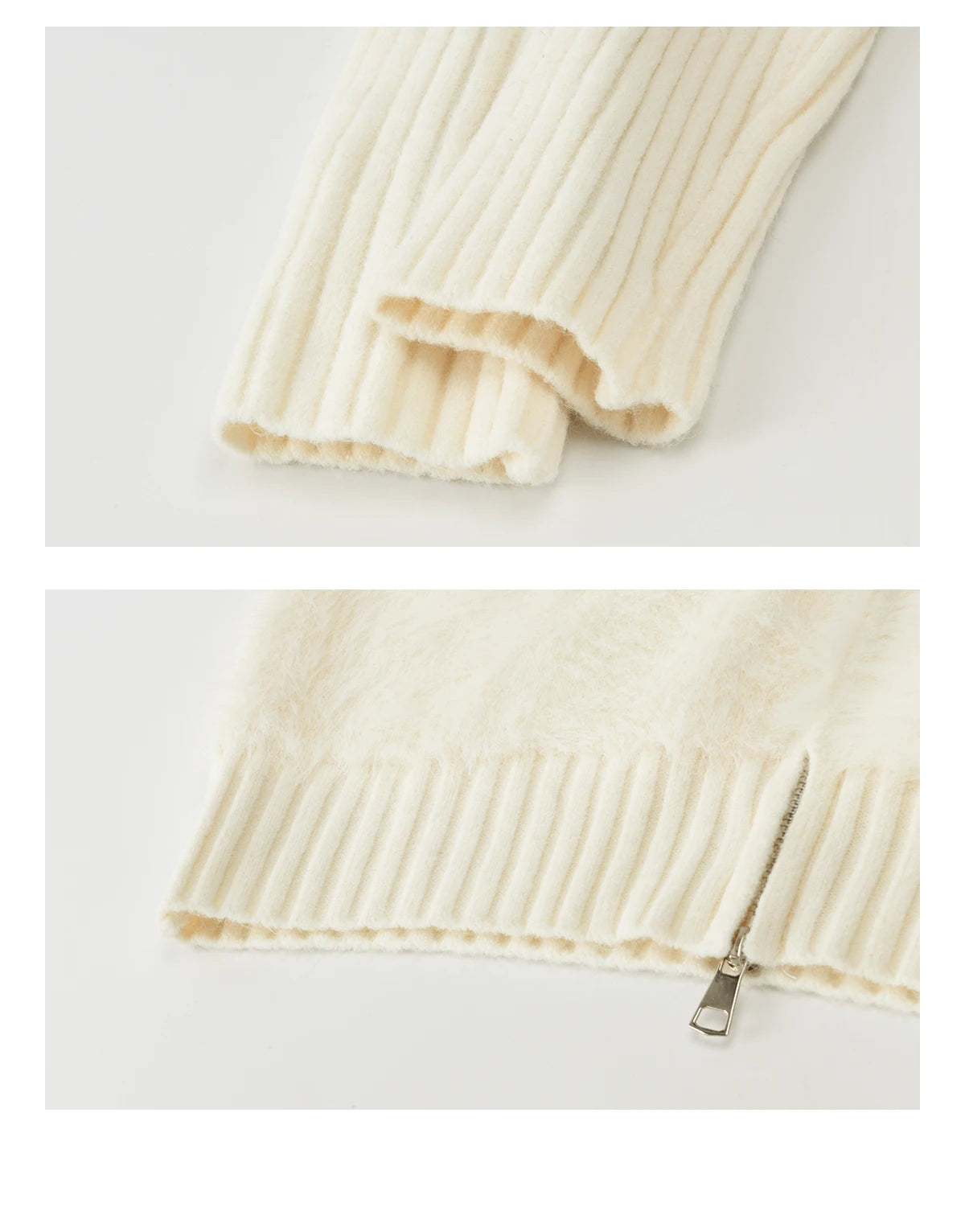 Mishow White Faux Fur Fake Two-Piece Zipper Cardigan MXE94Z2992