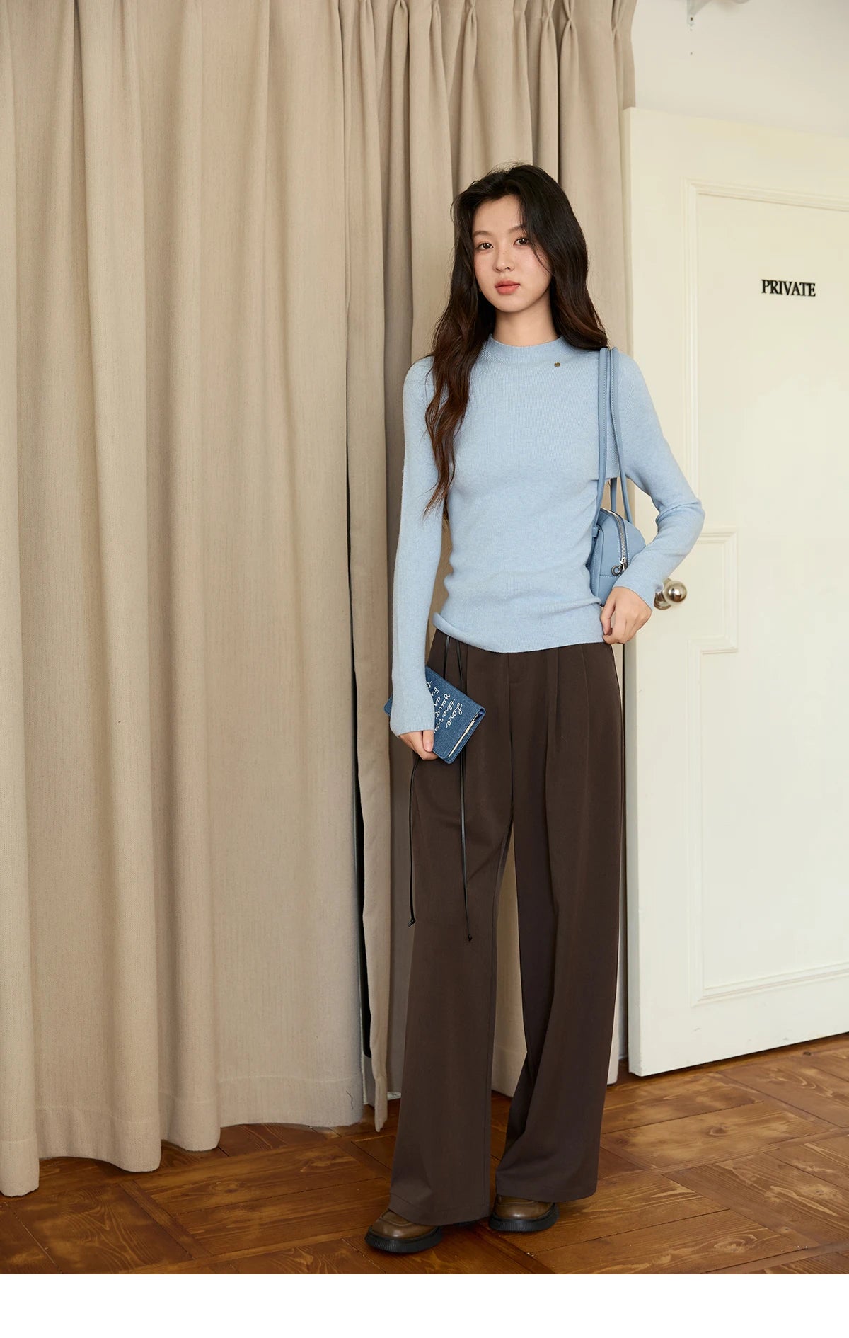 Mishow Minimalist Mock Neck Slim Pullover MXE48Z2583