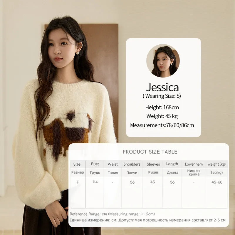 Mishow Dog Pattern Jacquard Crew Neck Sweater MXE94Z2988