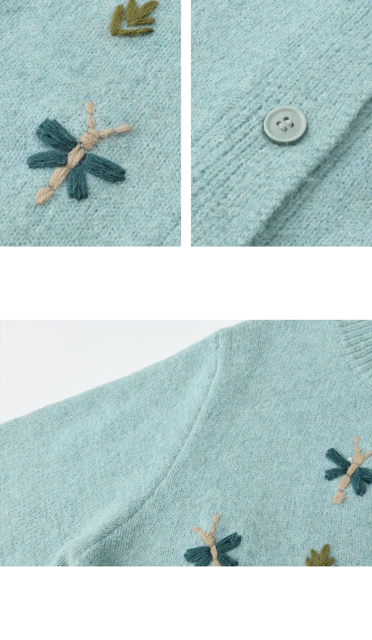 Mishow Blue Butterfly Embroidered O-Neck Cardigan MXE90Z2818