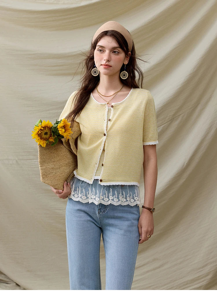 Mishow Short Sleeve Lace Cardigan & Camisole Set MXE33T0582