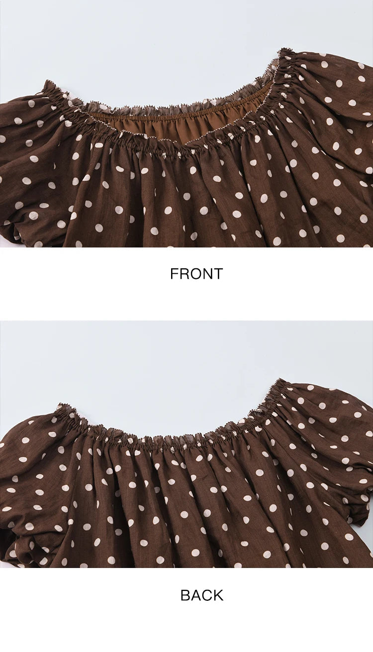 Mishow Polka Dot One Shoulder Puff Sleeve Top & Wide Leg Pants Set MXE38T0683