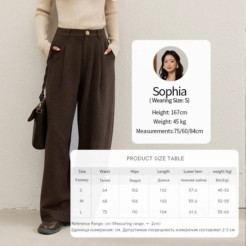 MISHOW Retro Brown Wide-Leg Pants High Waist Drape MXE88K1122