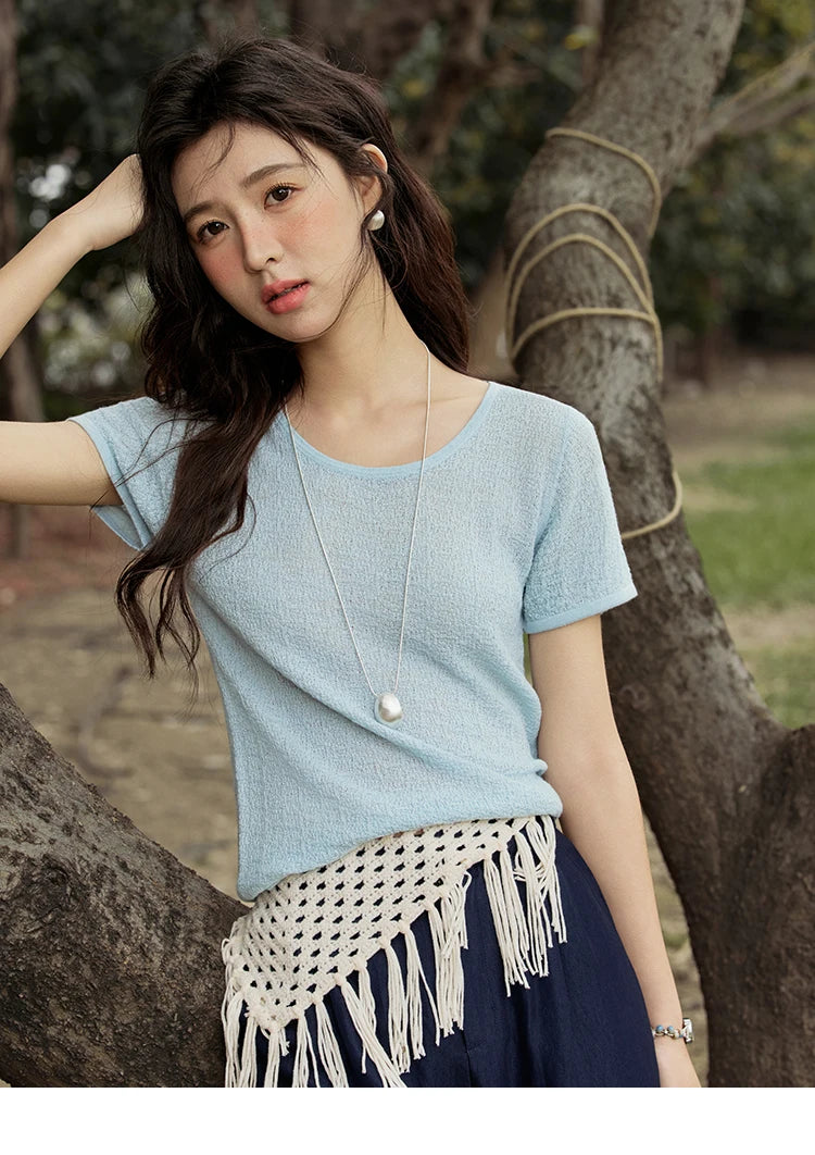 Mishow Solid Slim Knit Office Tee MXE34Z1257