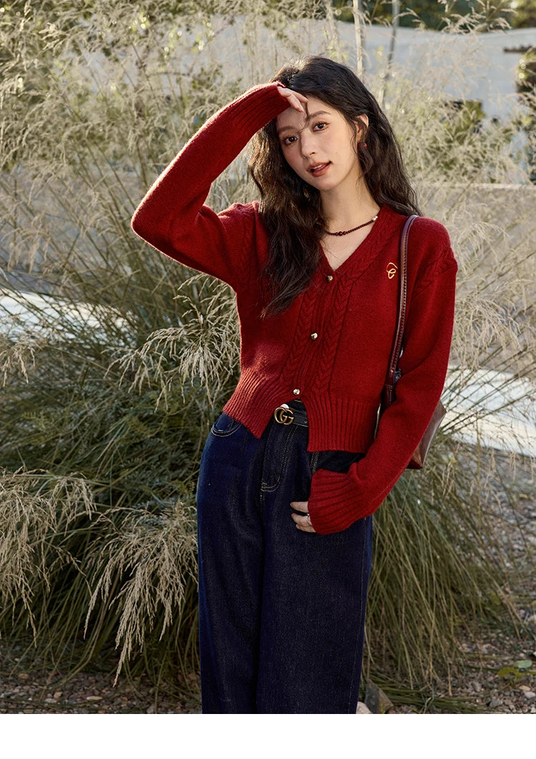 Mishow Elegant V-Neck Vintage Short Cardigan MXD48Z0848