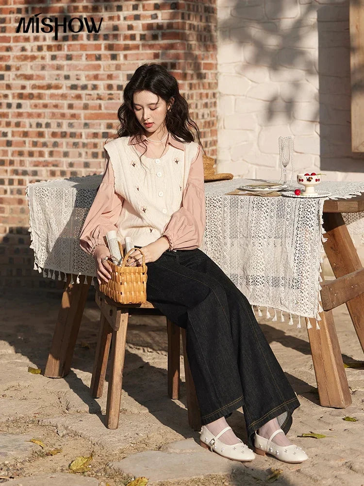Mishow 3D Flower Embroidered Knitted Vest MXE11Z1077