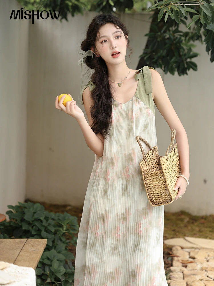 Mishow French Floral Suspender Vacation Dress MXD28L1862