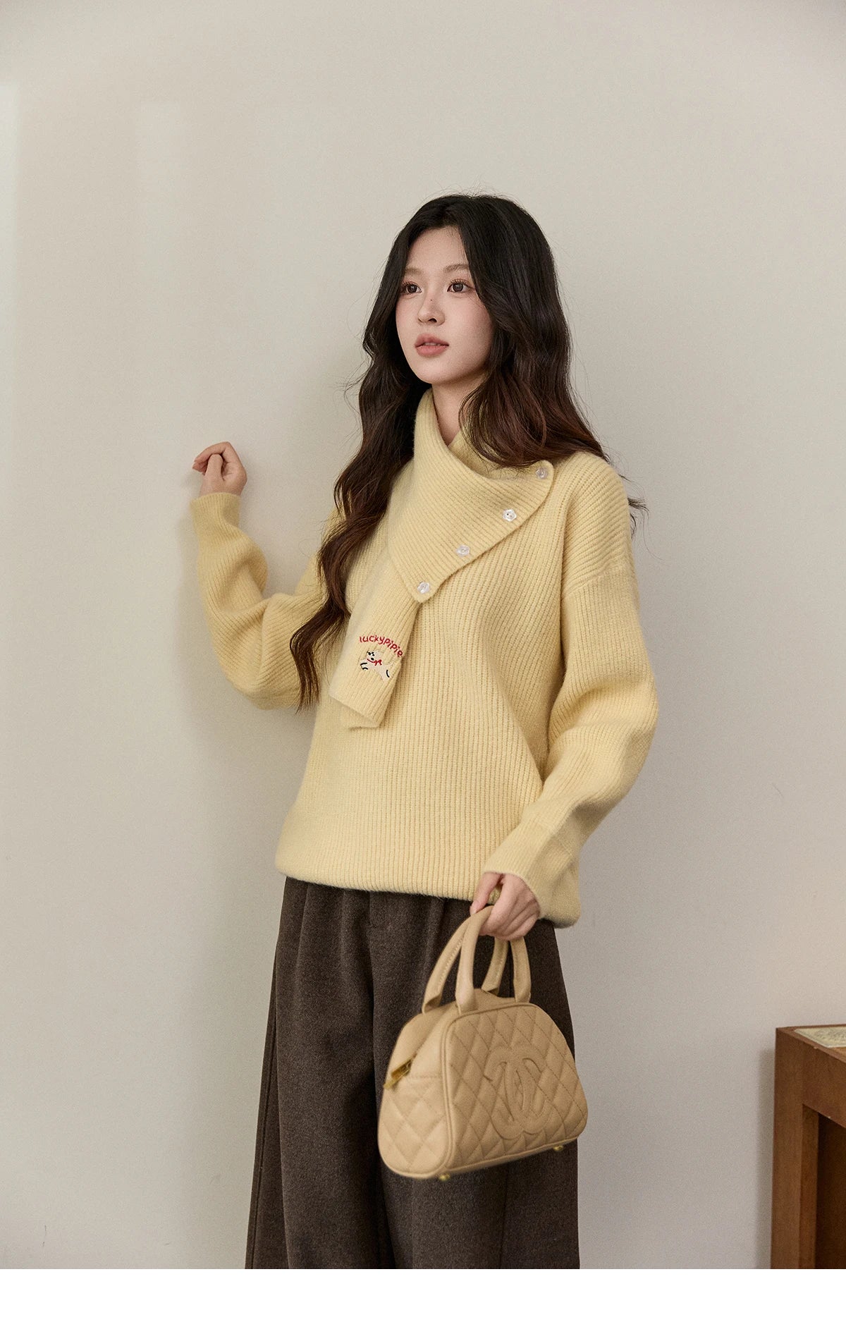 Mishow Yellow Sweater with Detachable Scarf MXE93Z2953
