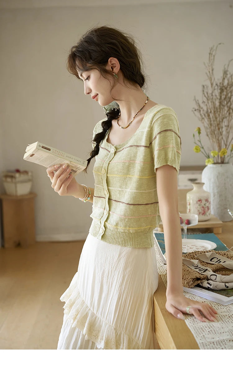 MISHOW Lace Edge Skirt Ruffle High Waist A-Line Cake MXD30B0385