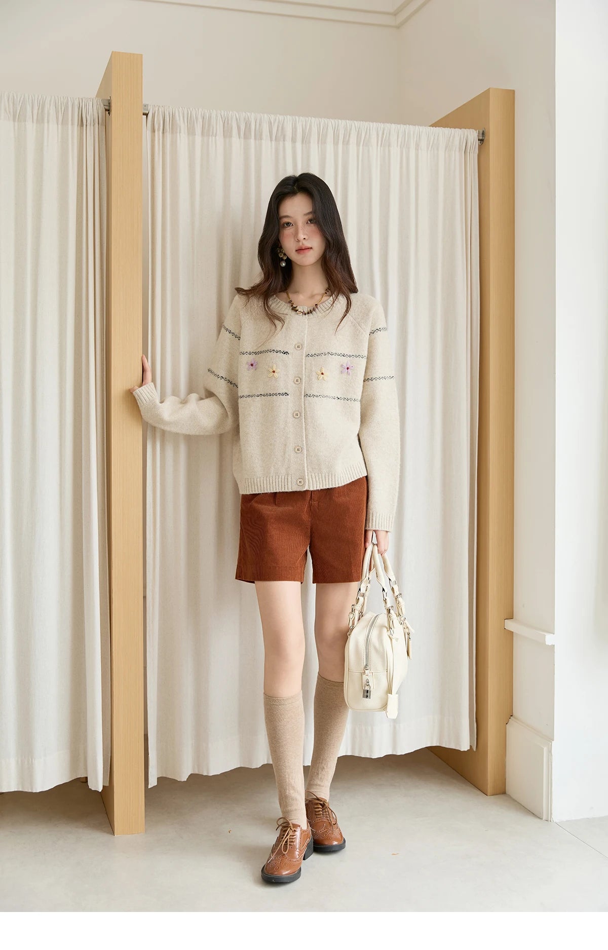Mishow Blue Flower Embroidered Loose Cardigan MXE46Z2581