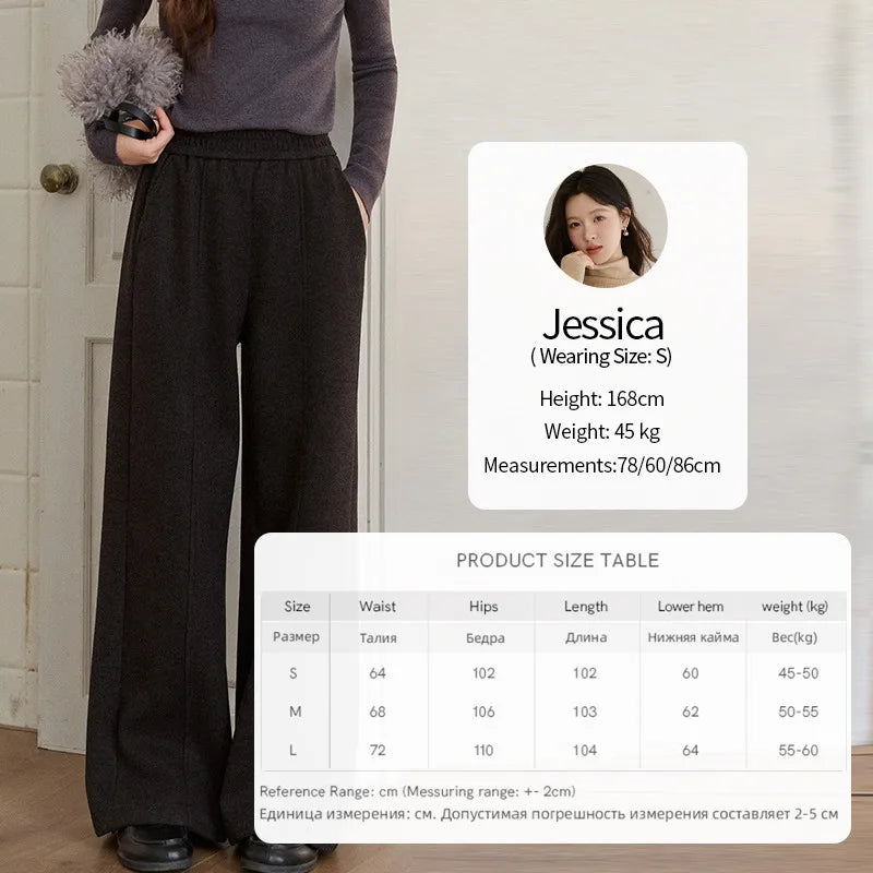 MISHOW High Waist Wide Leg Pants Fleece Warm Knit MXE92K1127