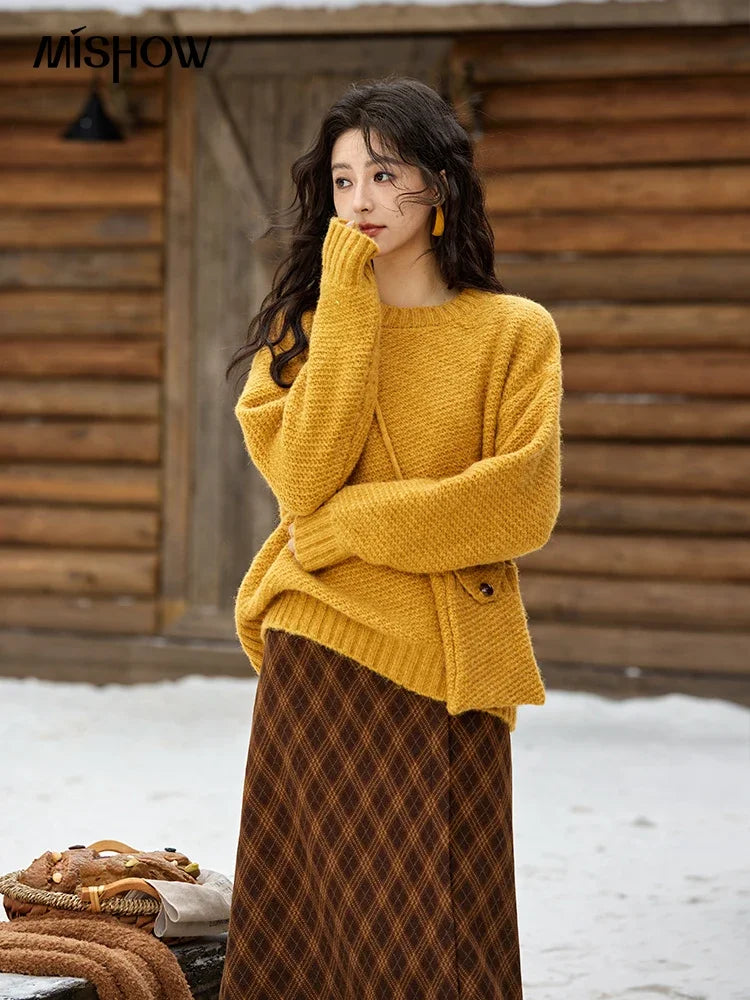 Mishow Oversized Sweater with Matching Bag MXD57Z1083