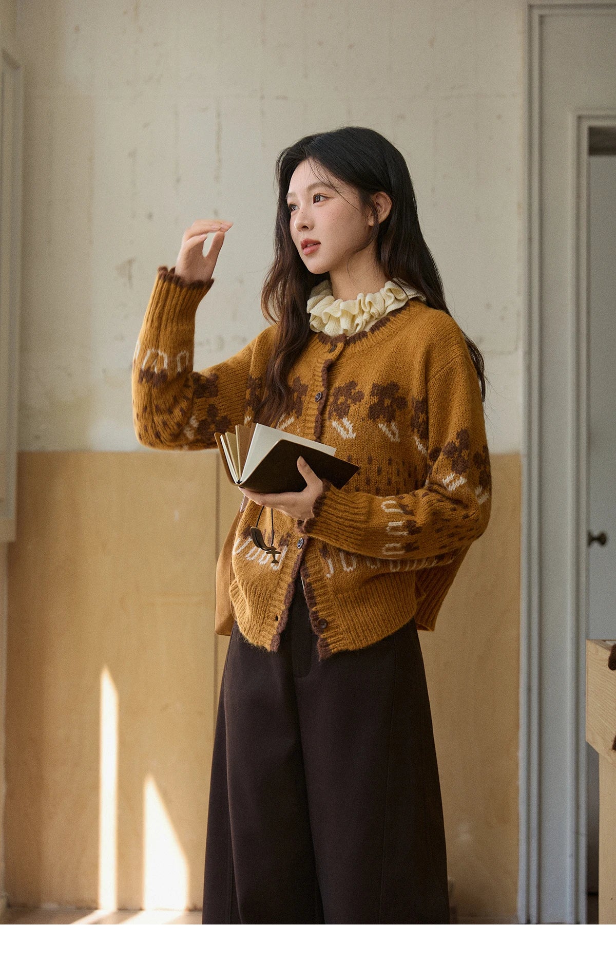 Mishow Turtleneck Fuzzy Cardigan Coat MXE87Z2699