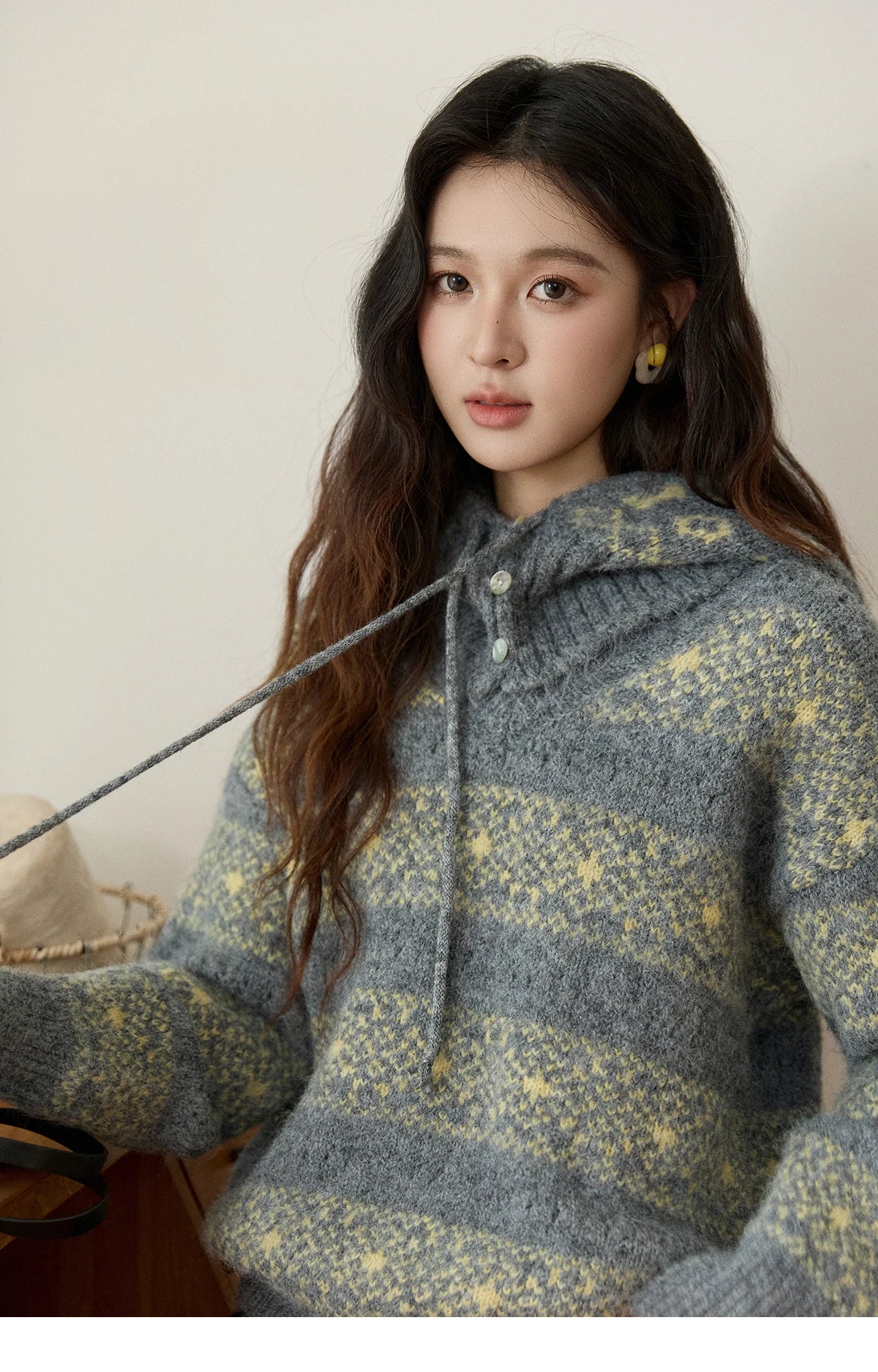 Mishow Fair Isle Removable Hood Sweater MXE94Z2979