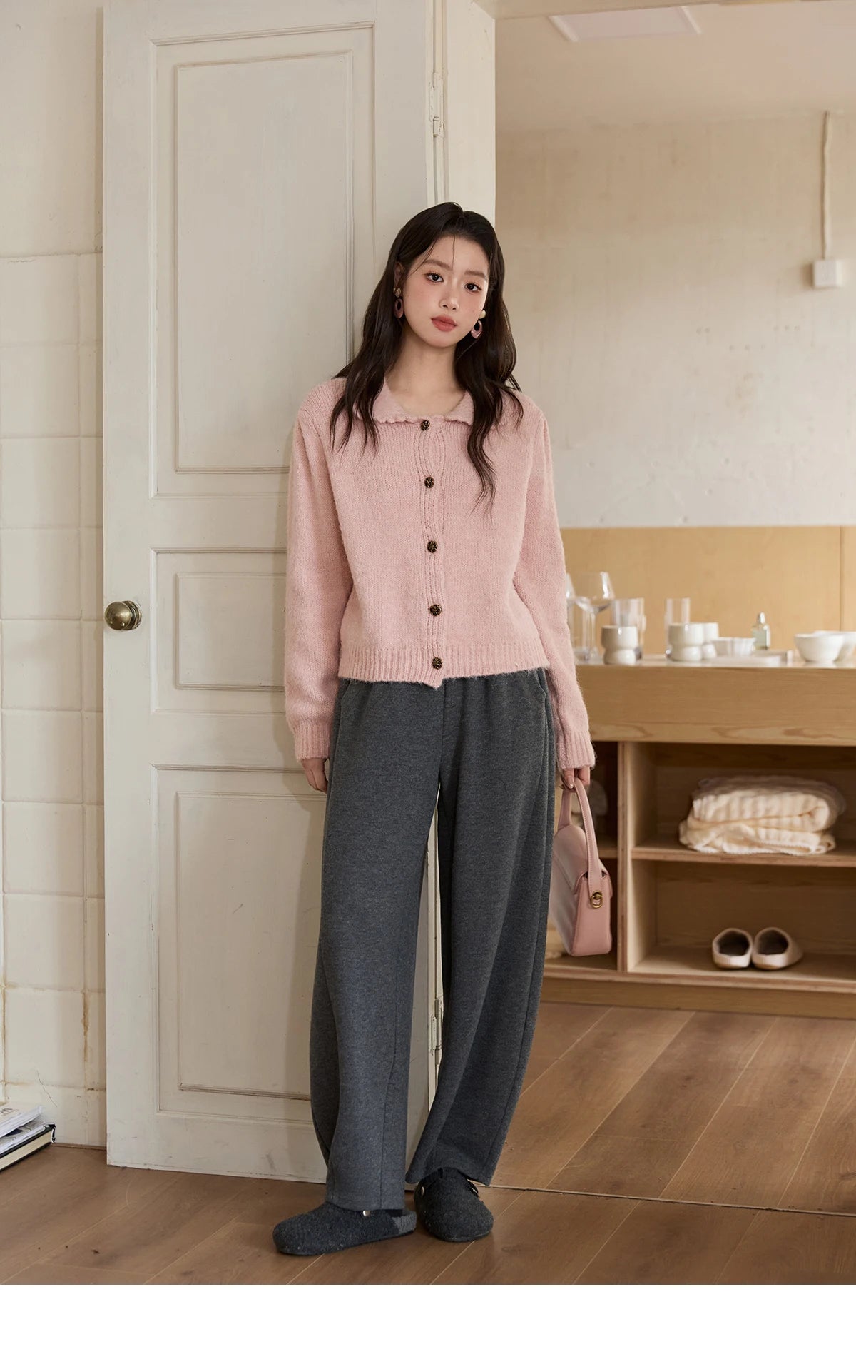 Mishow Pink French Turn-Down Collar Cardigan MXE48Z2569