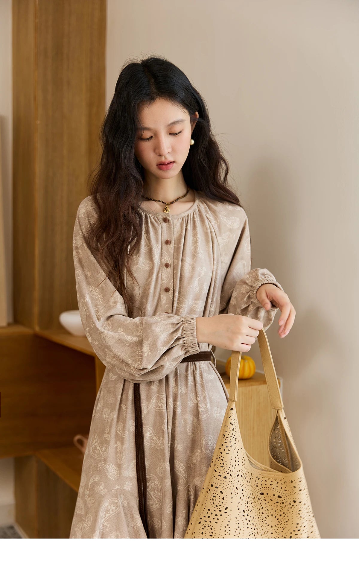 Mishow Cashew Flower Irregular Hem Mid-Length Dress MXE48L2513