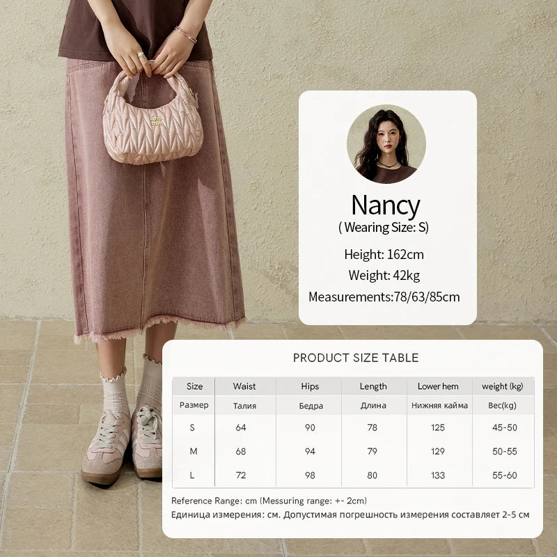 MISHOW High Waist Slim Denim Skirt Straight Pockets MXD44B0506