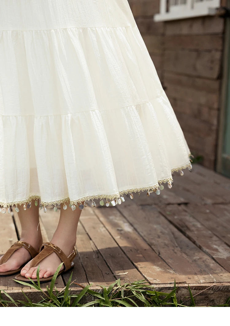 MISHOW Elastic Waist Shell Webbing A-Line Skirt Slimming MXE33B0708