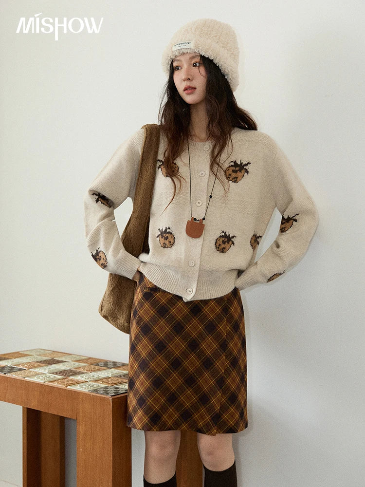 Mishow Funny Pineapple Jacquard Round Neck Cardigan MXE87Z2752