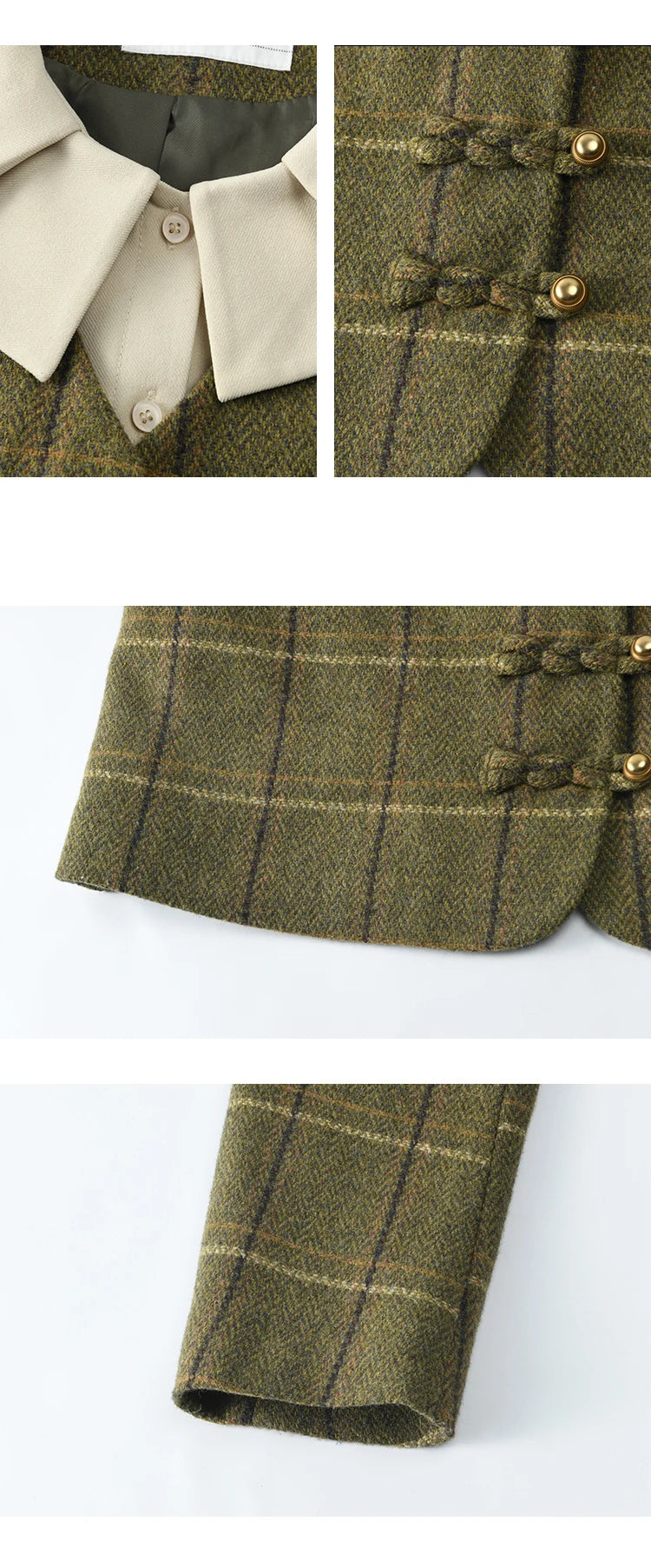 Mishow Retro Plaid Doll Collar Tweed Jacket & Pleated Skirt Set MXD48W0469
