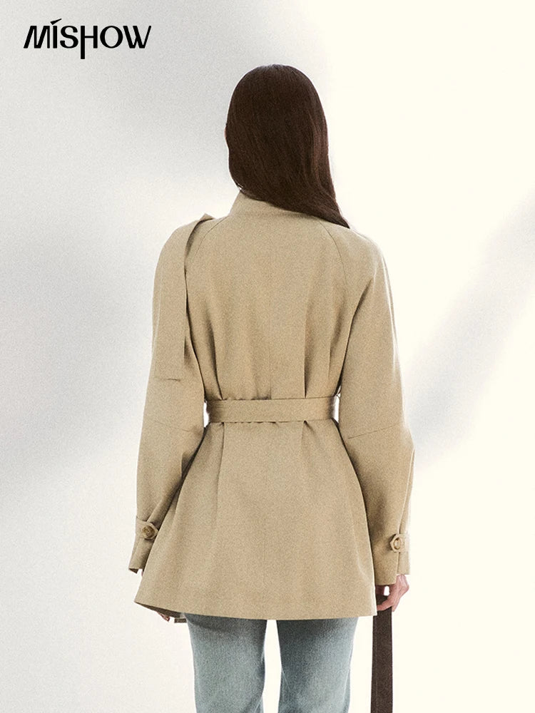 Mishow Double-Breasted Belted Mid-Length Trench MXF11W1031