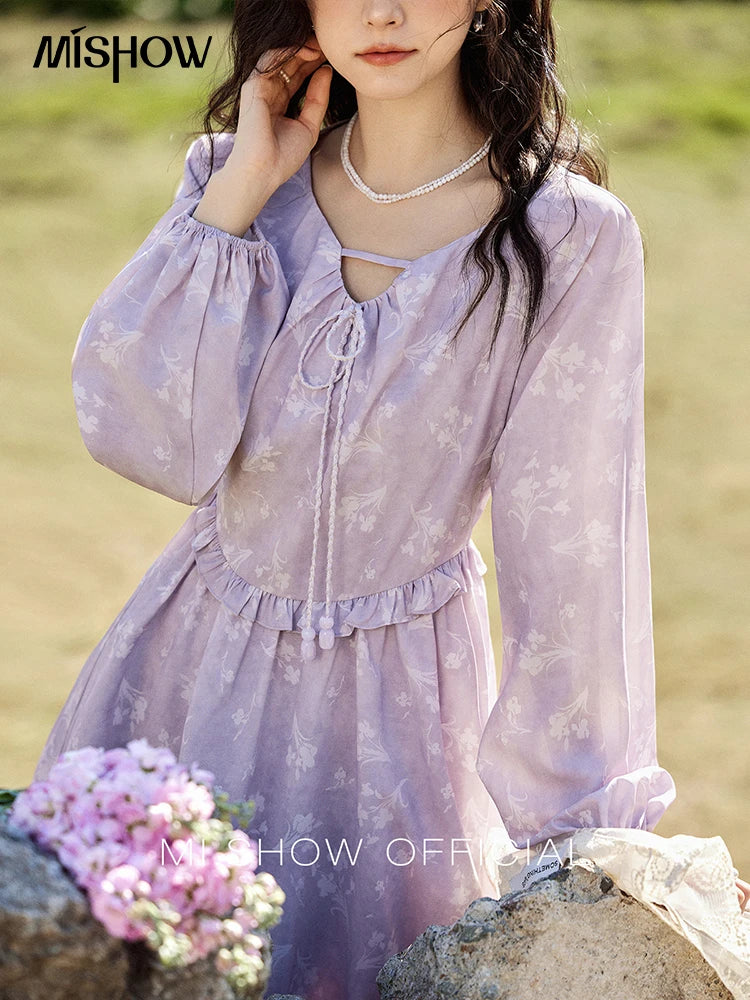 MISHOW Iris Chiffon Black Fungus Edge Fairy Dress MXE13L2095