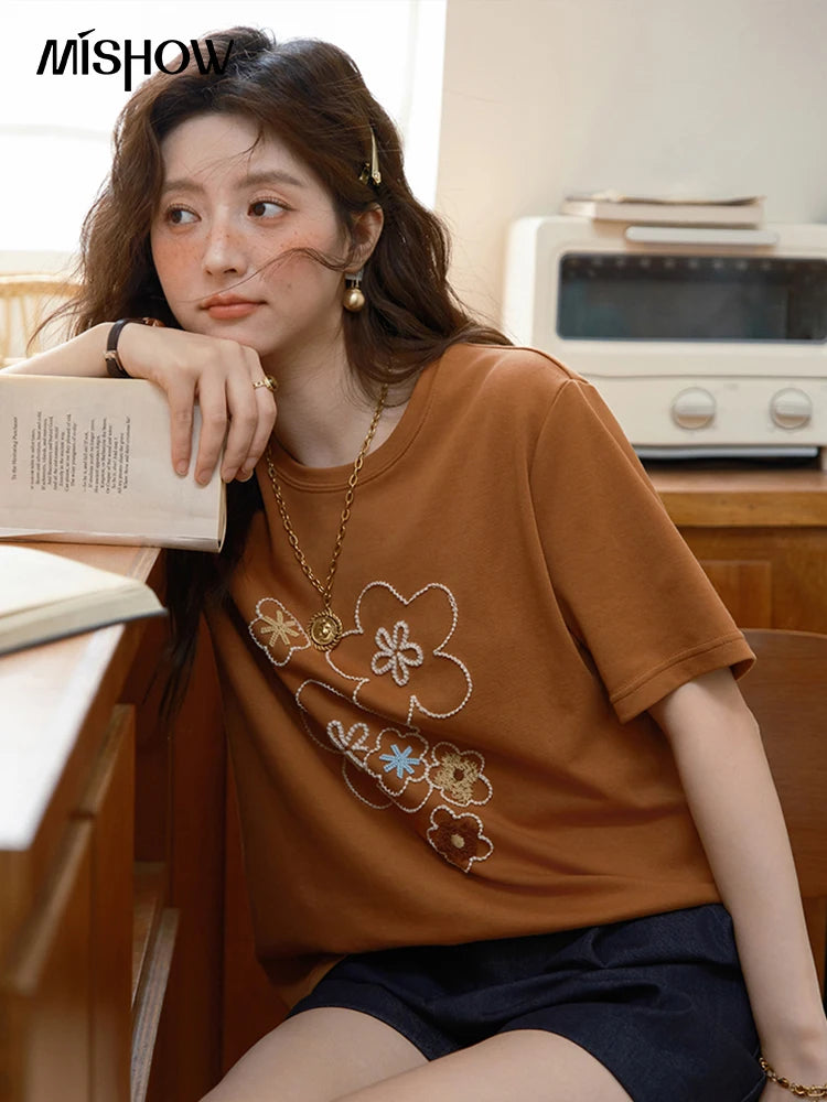 Mishow Floral Print Drop Sleeve Tee MXE36T0576