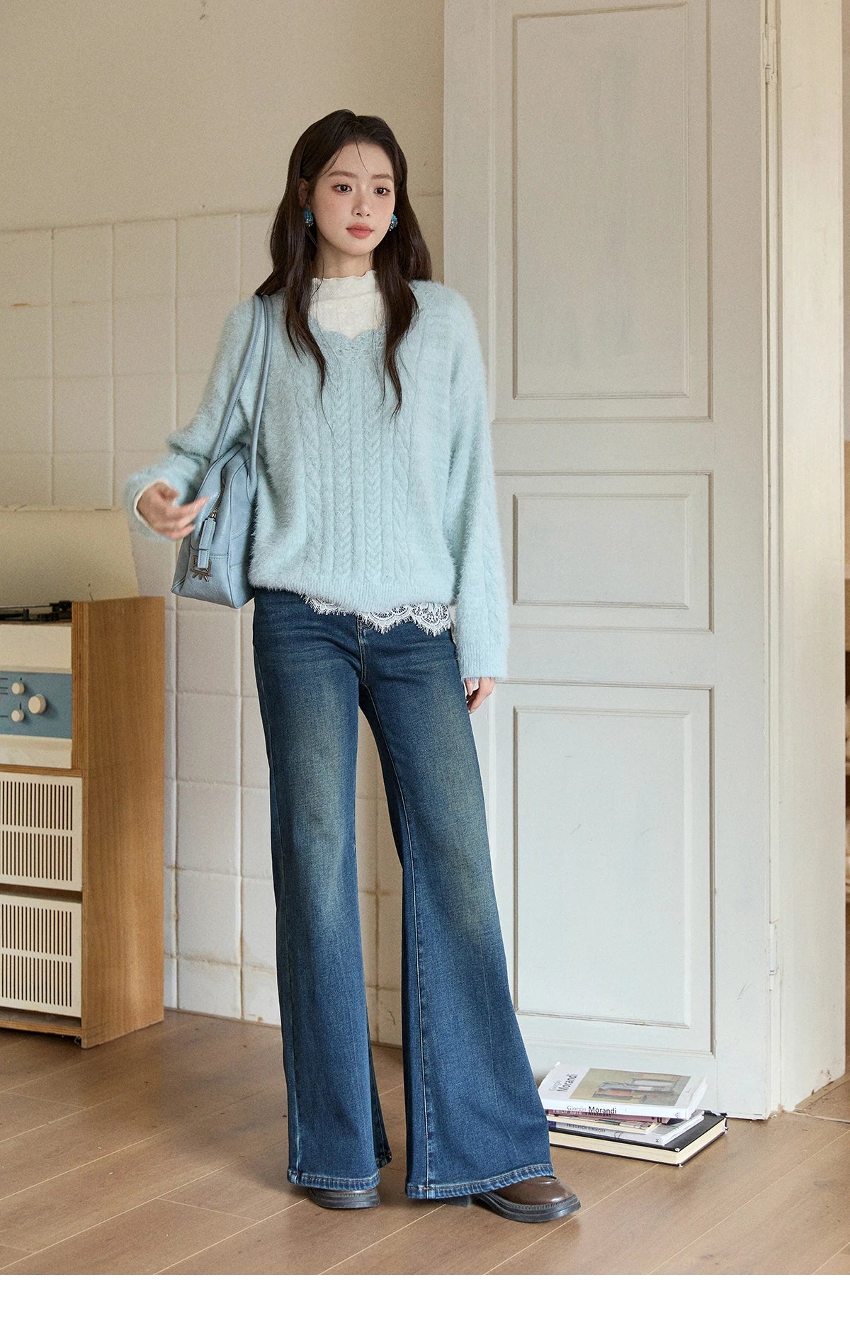 Mishow Denim Blue Flared High Waist Jeans MXE51K1092