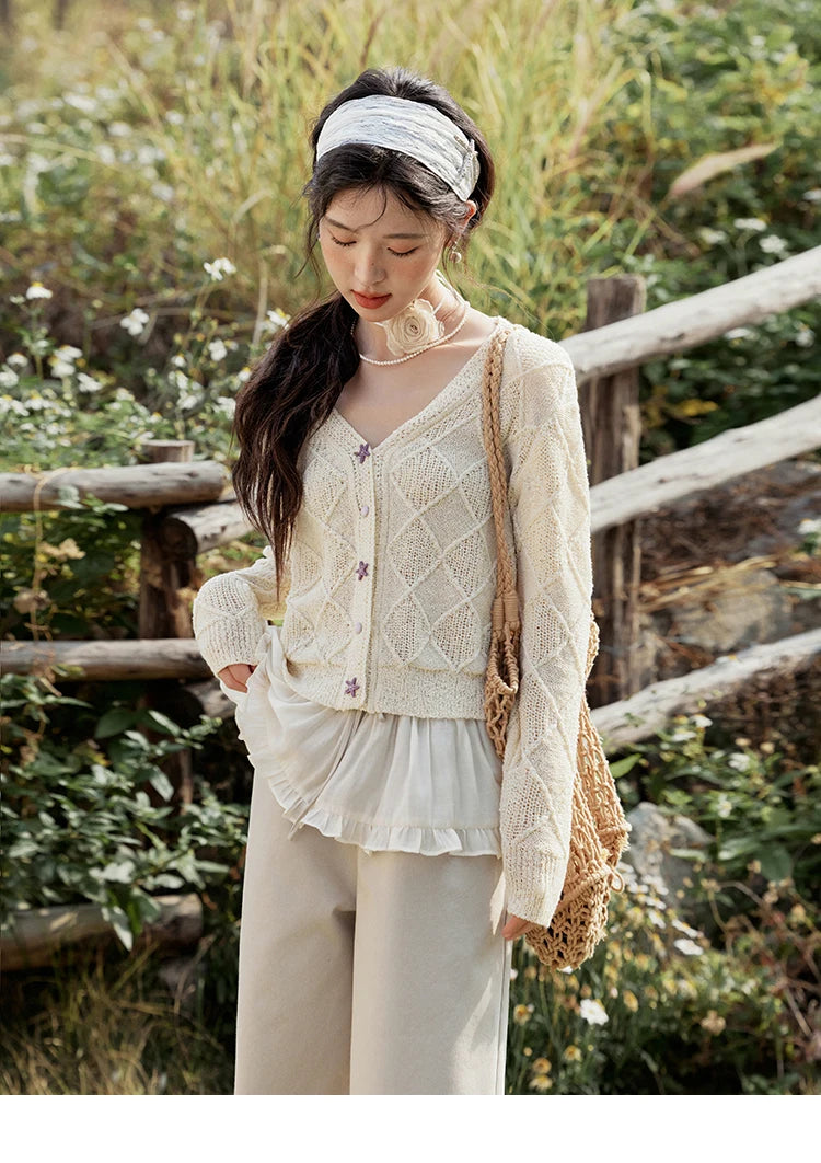Mishow Square Pattern Starfish Buckle Lazy Cardigan MXE16Z1213