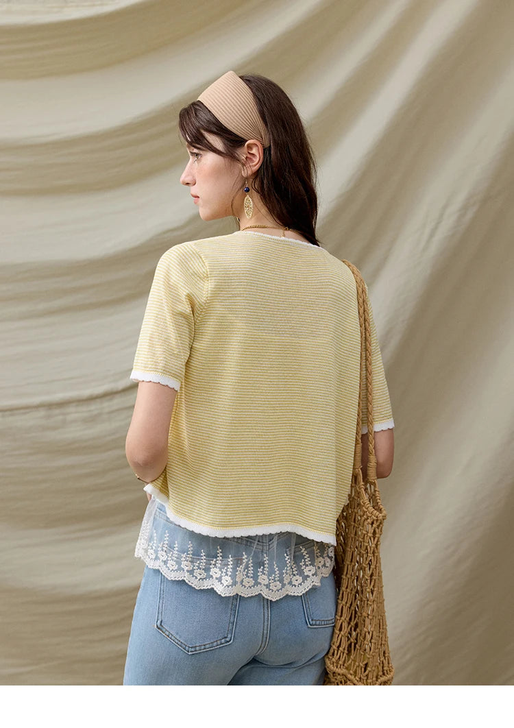 Mishow Short Sleeve Lace Cardigan & Camisole Set MXE33T0582
