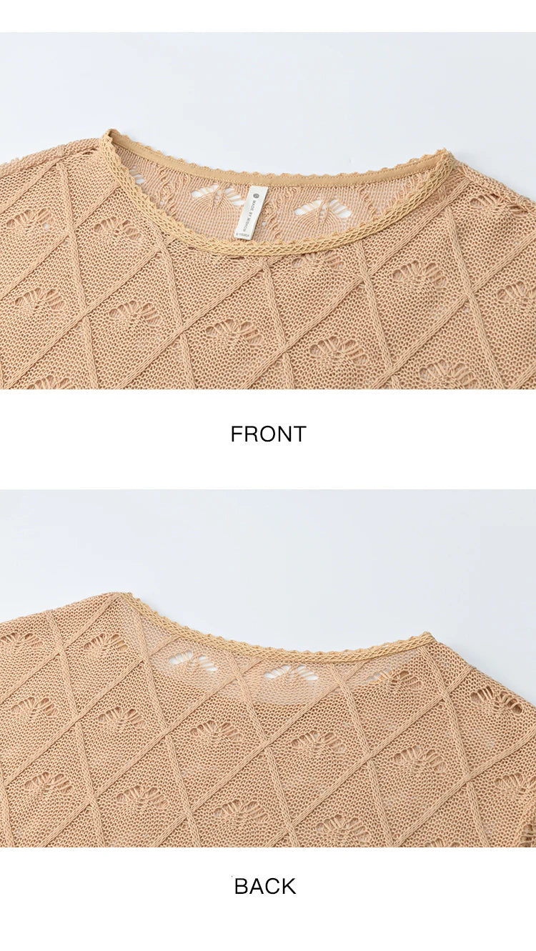 Mishow Diamond Patterned Hollow Scoop Neck Sweater MXE42Z1332